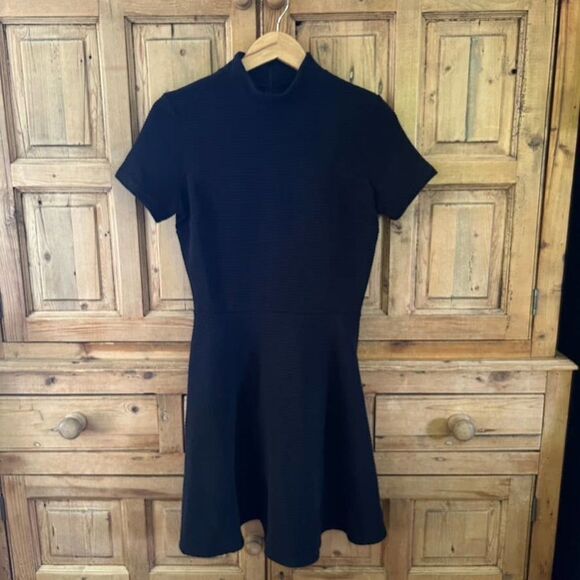 Superdry Dresses & Skirts - Superdry Small‎ Black Dress Ribbed Fit and Flare High Neck